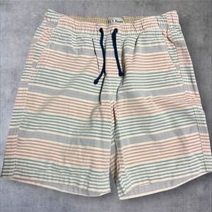 L.L. Bean Mens Dock Shorts M Organic Cotton Drawstring 8" Inseam Light Mahogany
